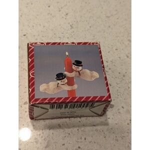 NIB! 2‎ Pc Snowman CANDLE CLIMBERS Huggers Porcelain Bisque Figurines Christmas